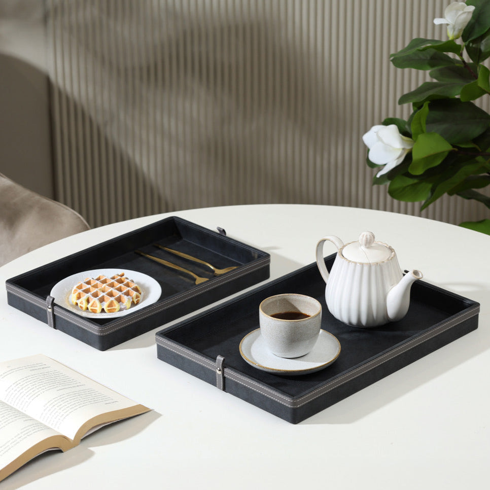 Devon Decorative Trays, Set of 2 - Black