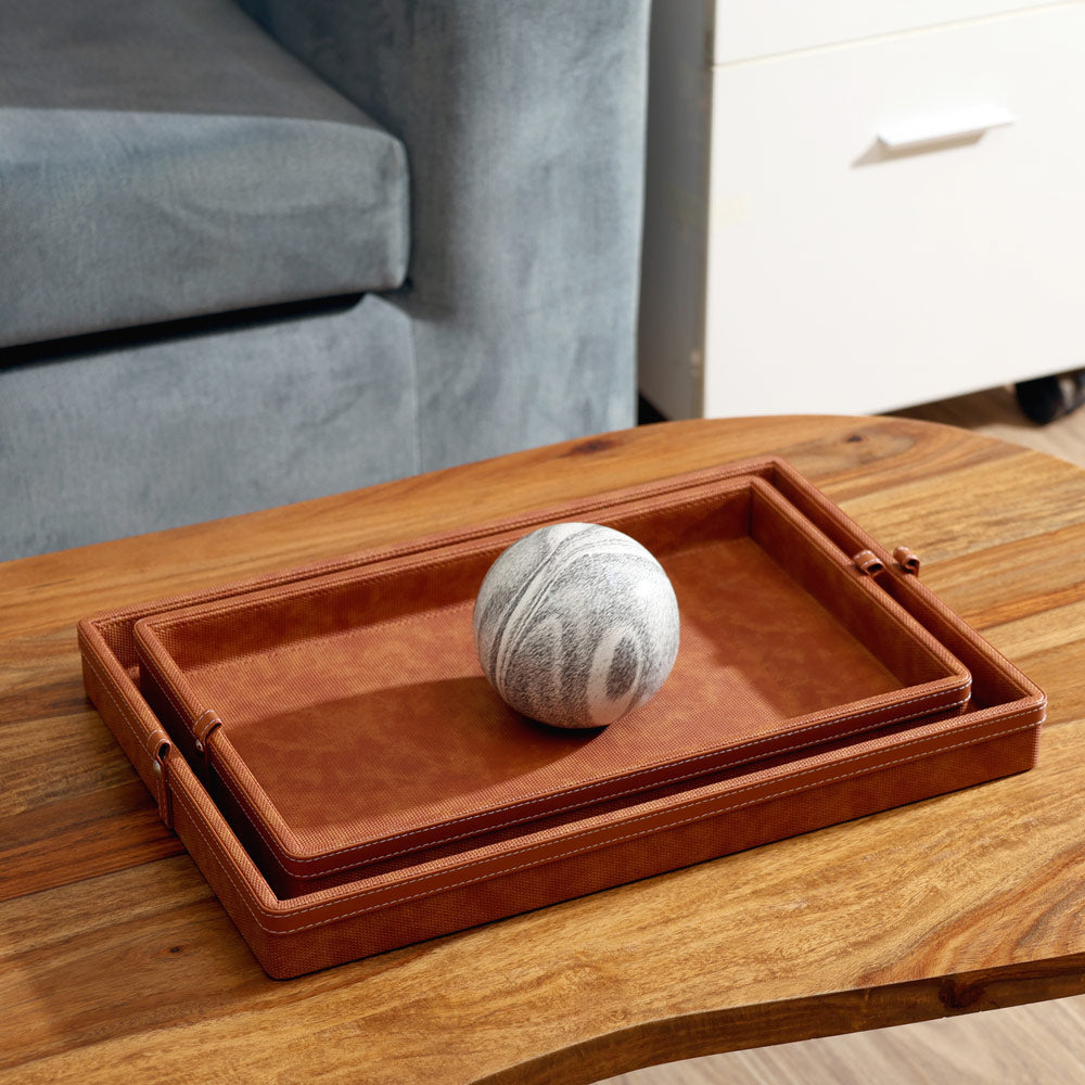 Devon Decorative Trays, Set of 2 - Umber