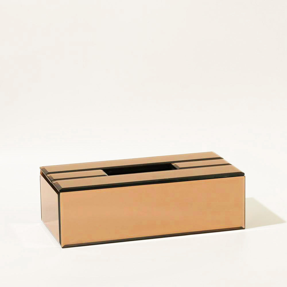 Rectangular Mirror Tissue Box Holder - Bronze