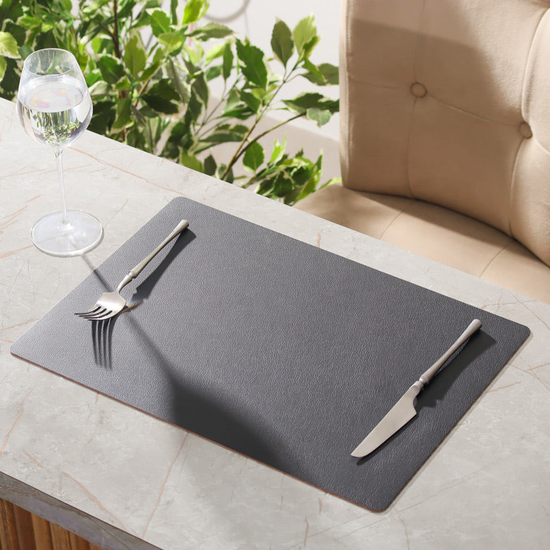 Rectangular Reversible Placemats, Set of 6 - Black Tan