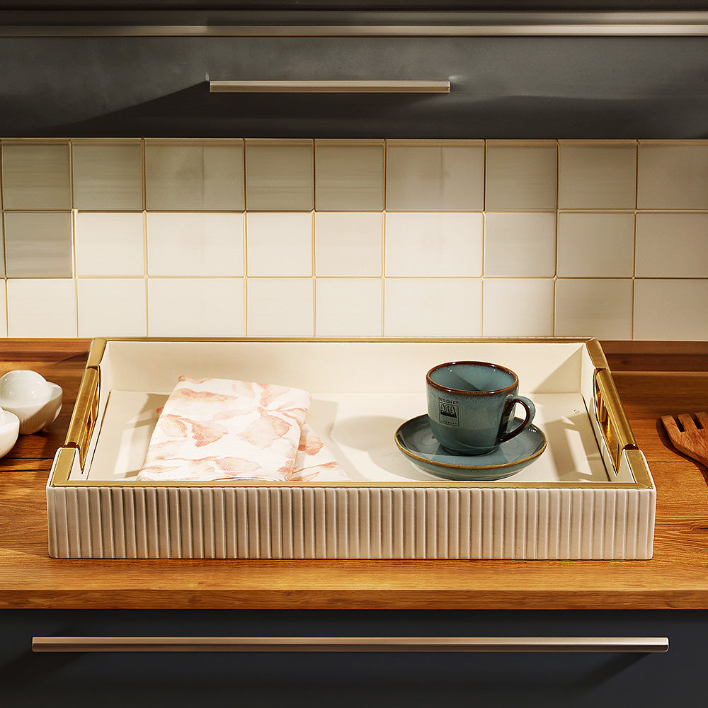 Alden Serving Tray - Ivory & Gold