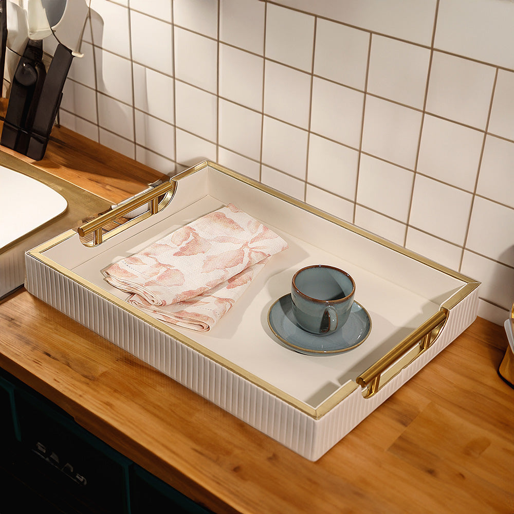 Alden Serving Tray - Ivory & Gold