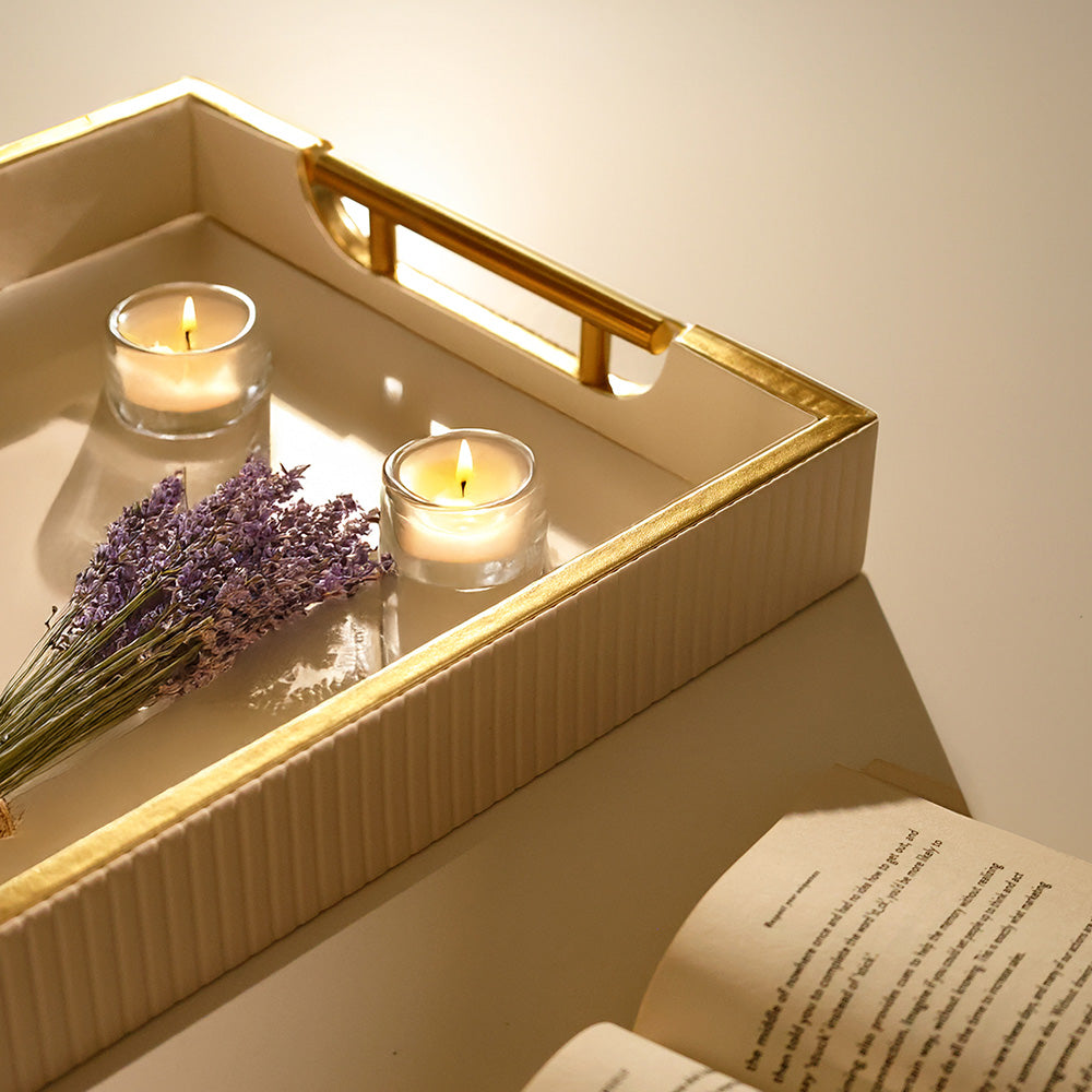 Alden Serving Tray - Ivory & Gold