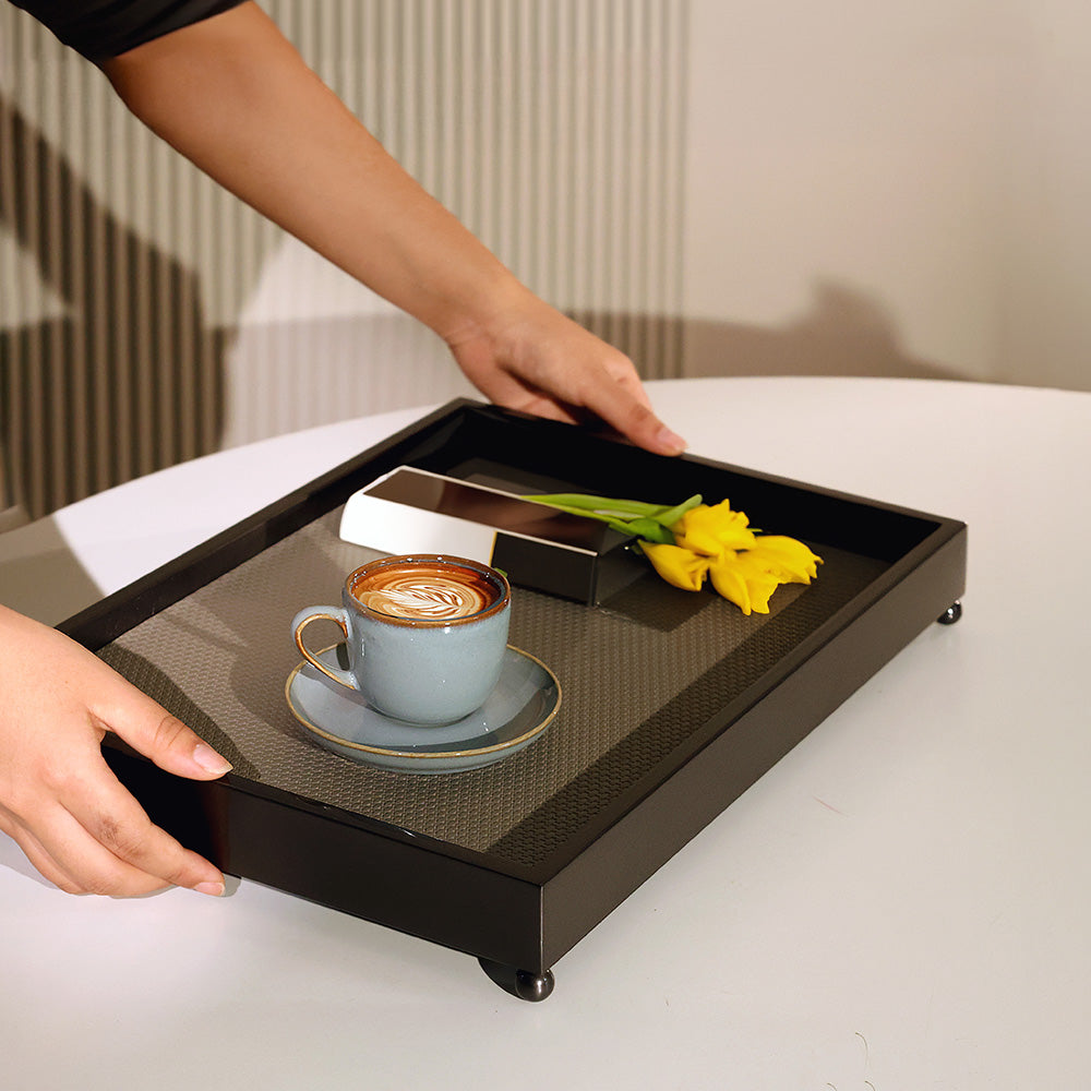 Elyx Raised Decorative Tray - Dark Grey