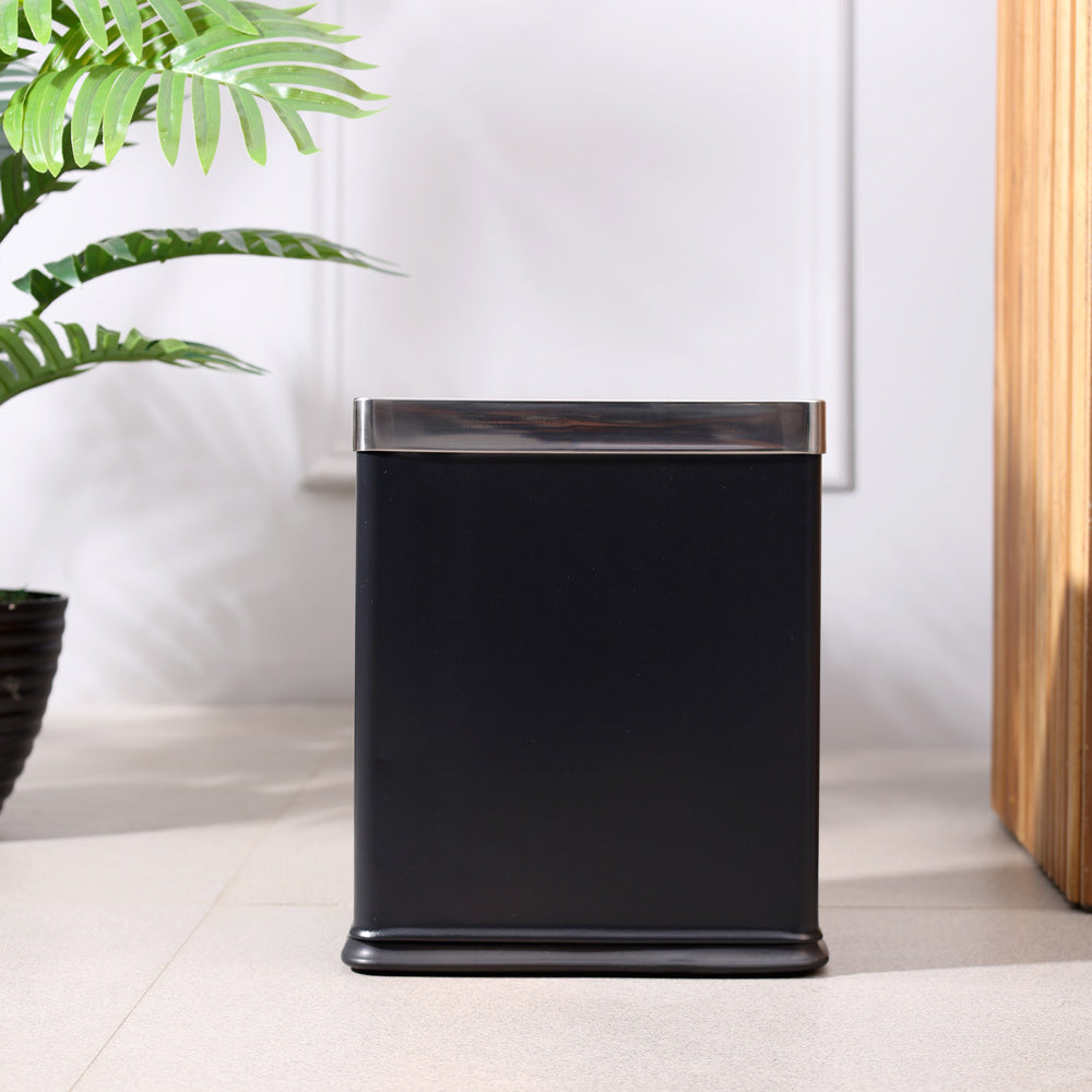 Rectangular Waste Bin 10L - Black & Steel