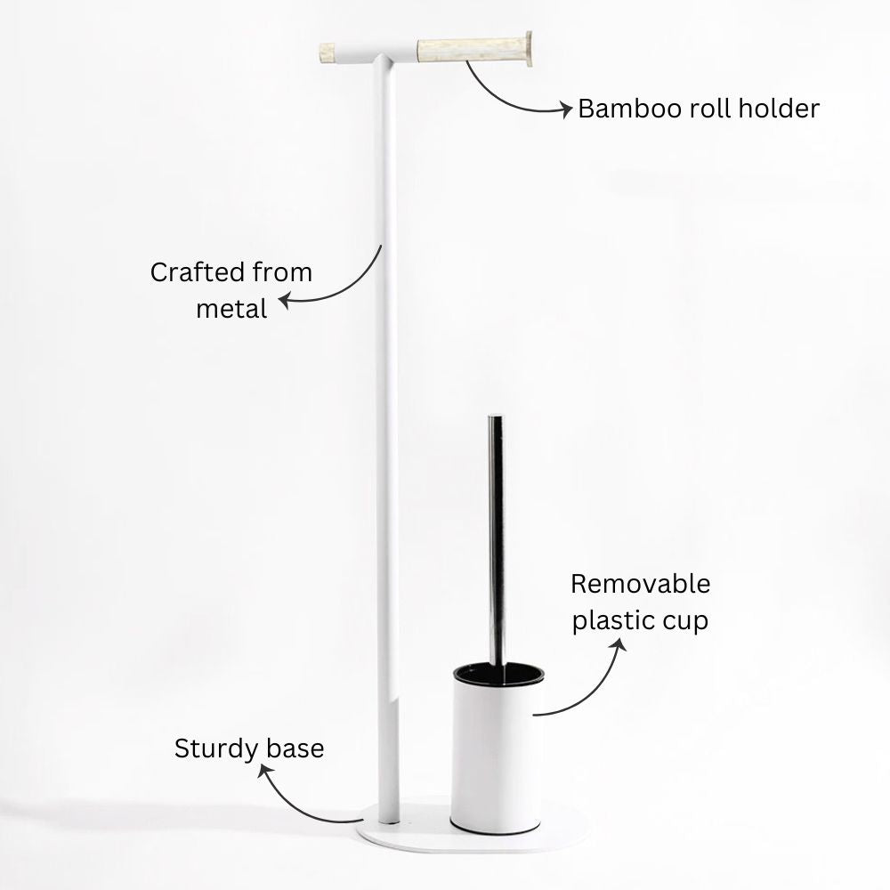 Reed Toilet Brush and Roll Holder - White