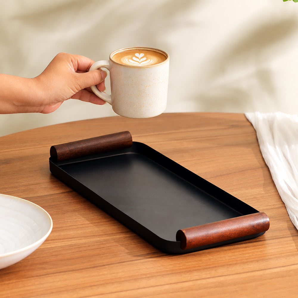 Regale Metal & Wood Serving Tray Large - Navy