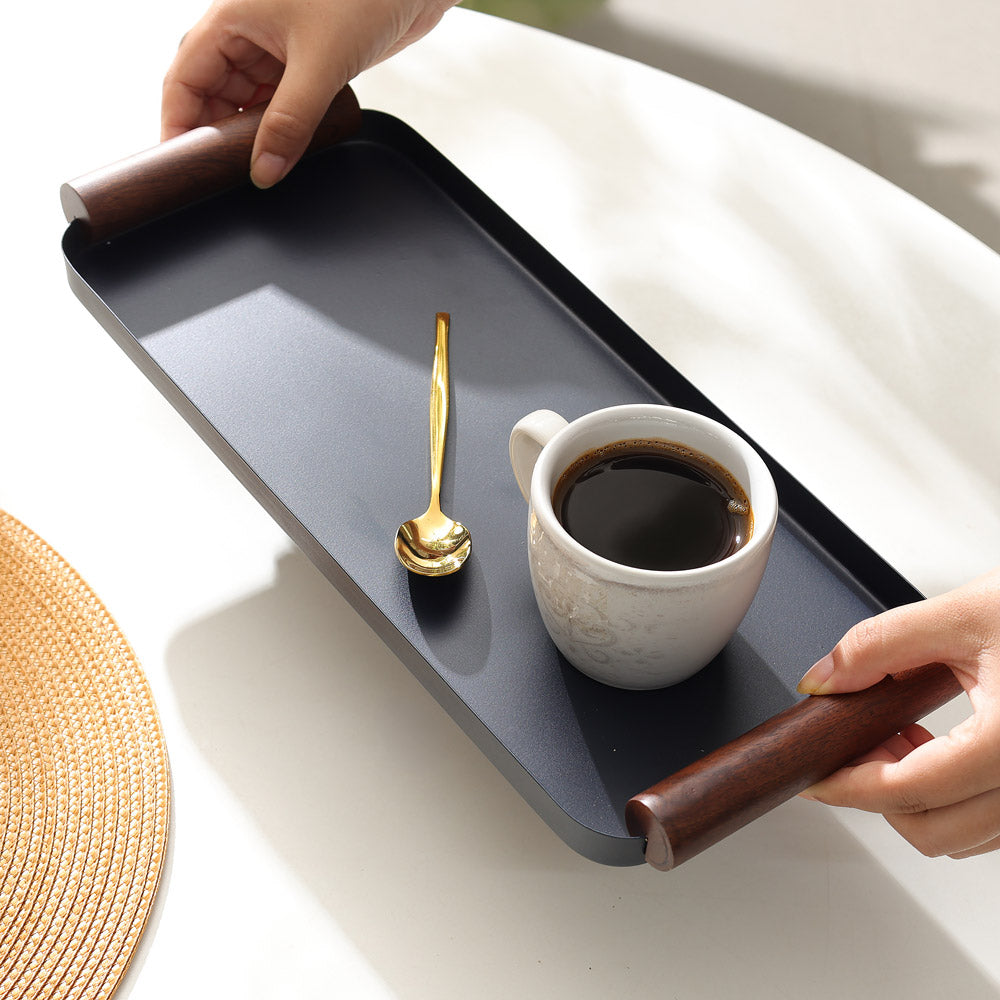 Regale Metal & Wood Serving Tray Large - Navy