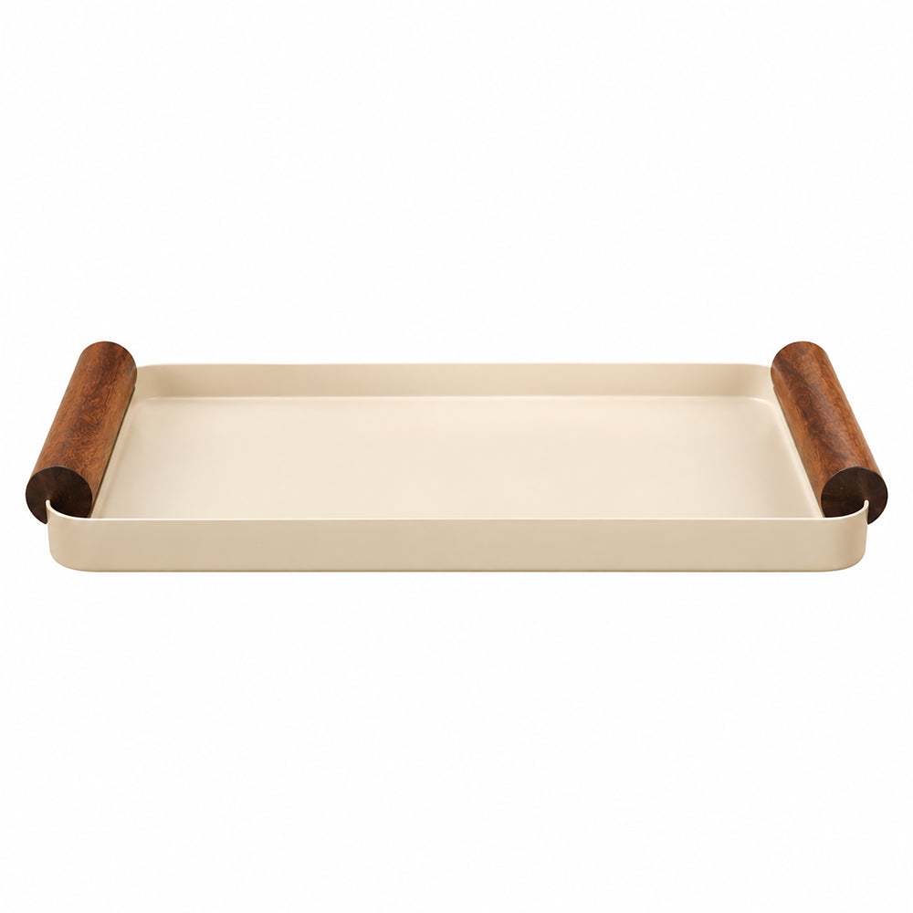 Regale Metal & Wood Serving Tray Large - Taupe