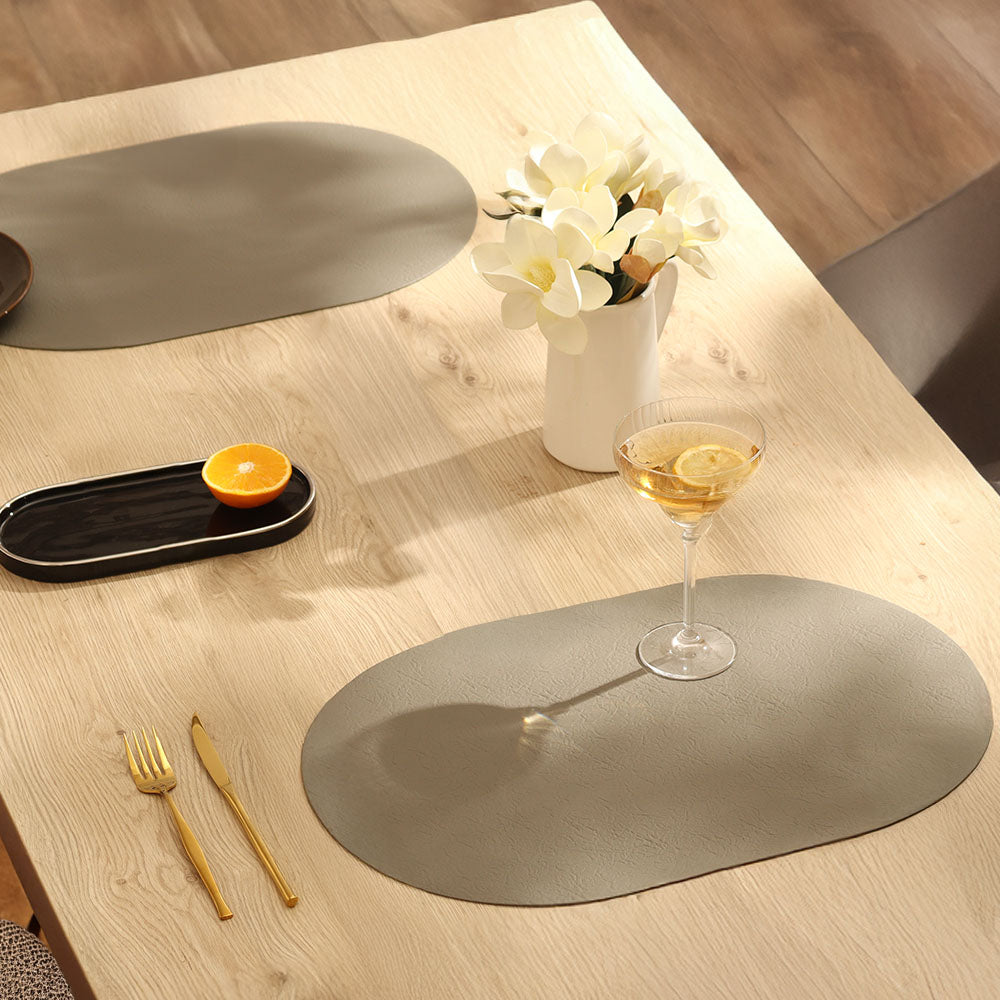 Relevo Curved Faux Leather Placemats, Set of 2 - Lava