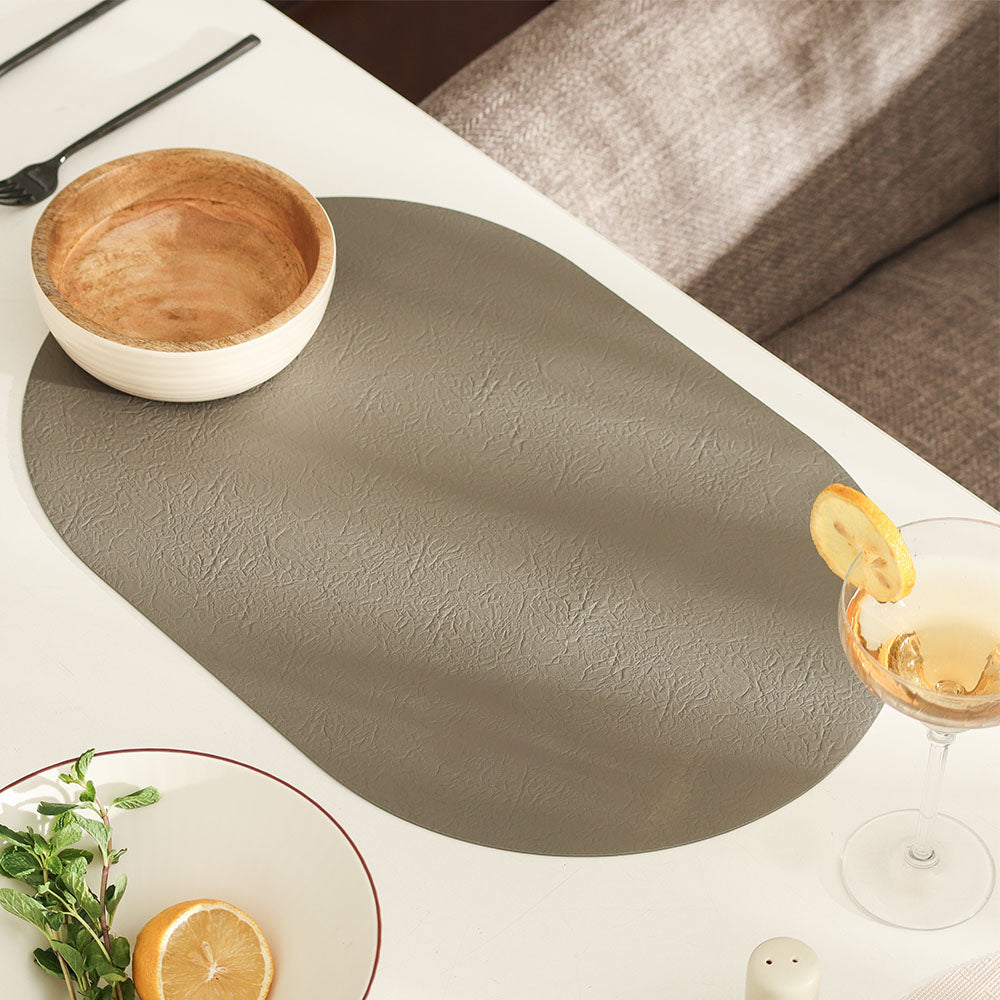 Relevo Curved Faux Leather Placemats, Set of 2 - Lava