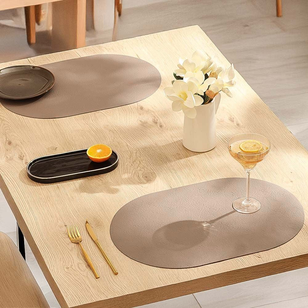 Relevo Curved Faux Leather Placemats, Set of 2 - Firewood