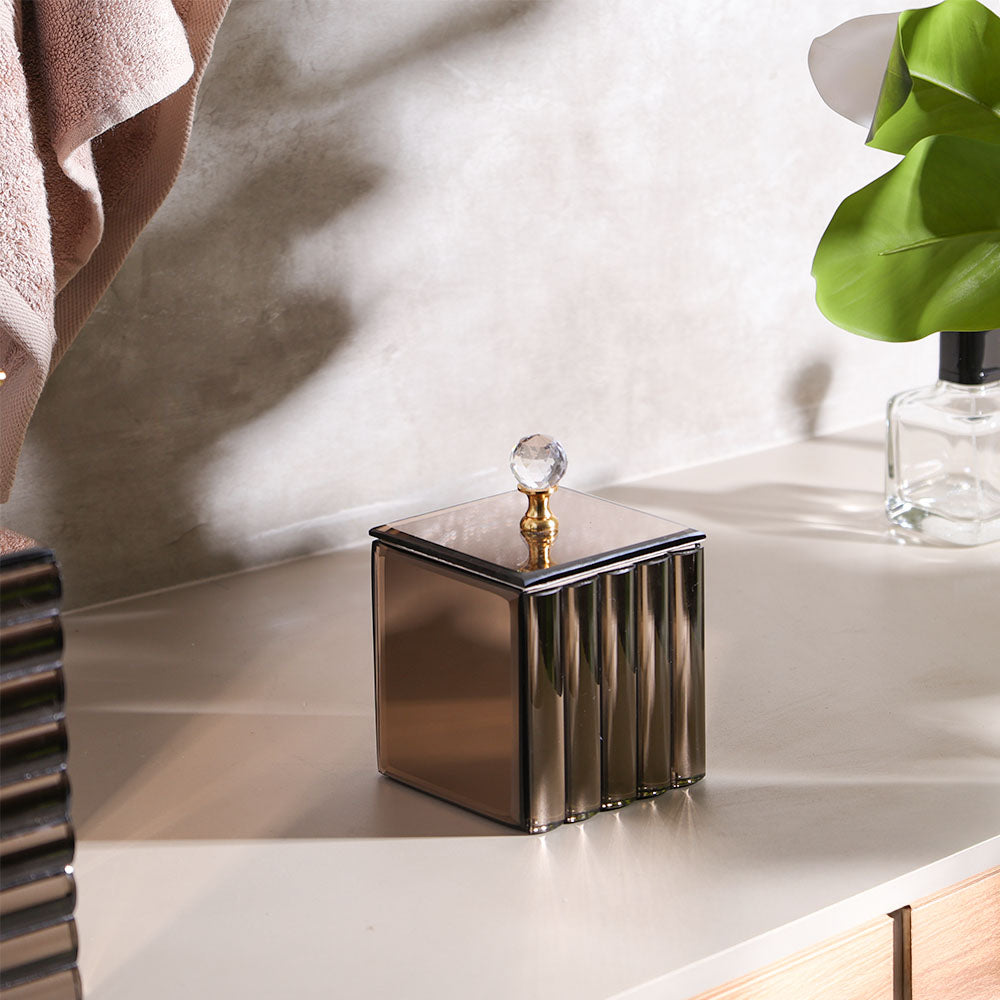 Rena Glass Storage Jar  - Metallic Bronze