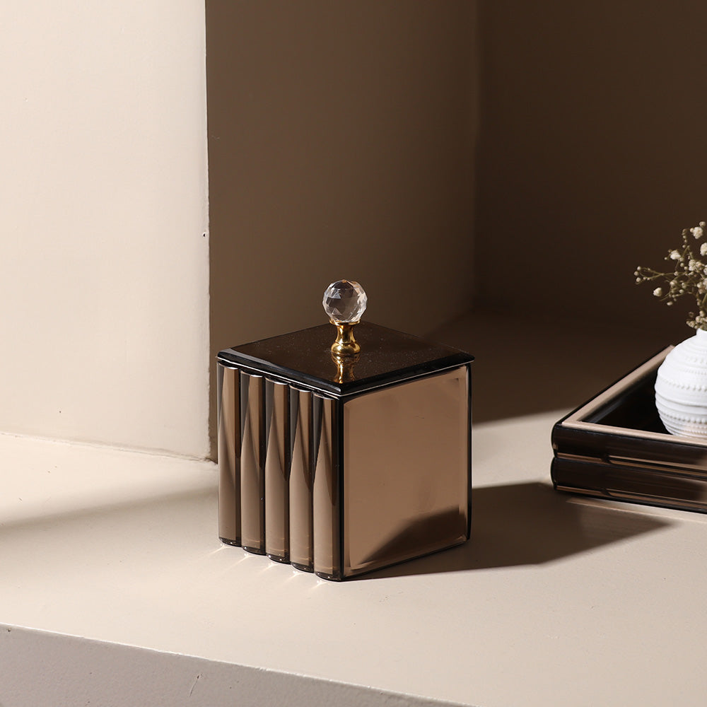 Rena Glass Storage Jar  - Metallic Bronze