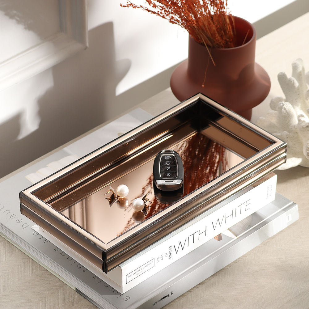 Rena Glass Vanity Tray  - Metallic Bronze