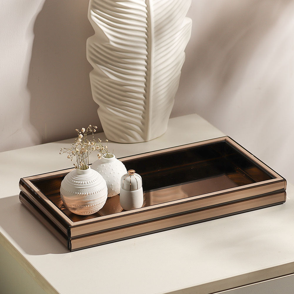 Rena Glass Vanity Tray  - Metallic Bronze