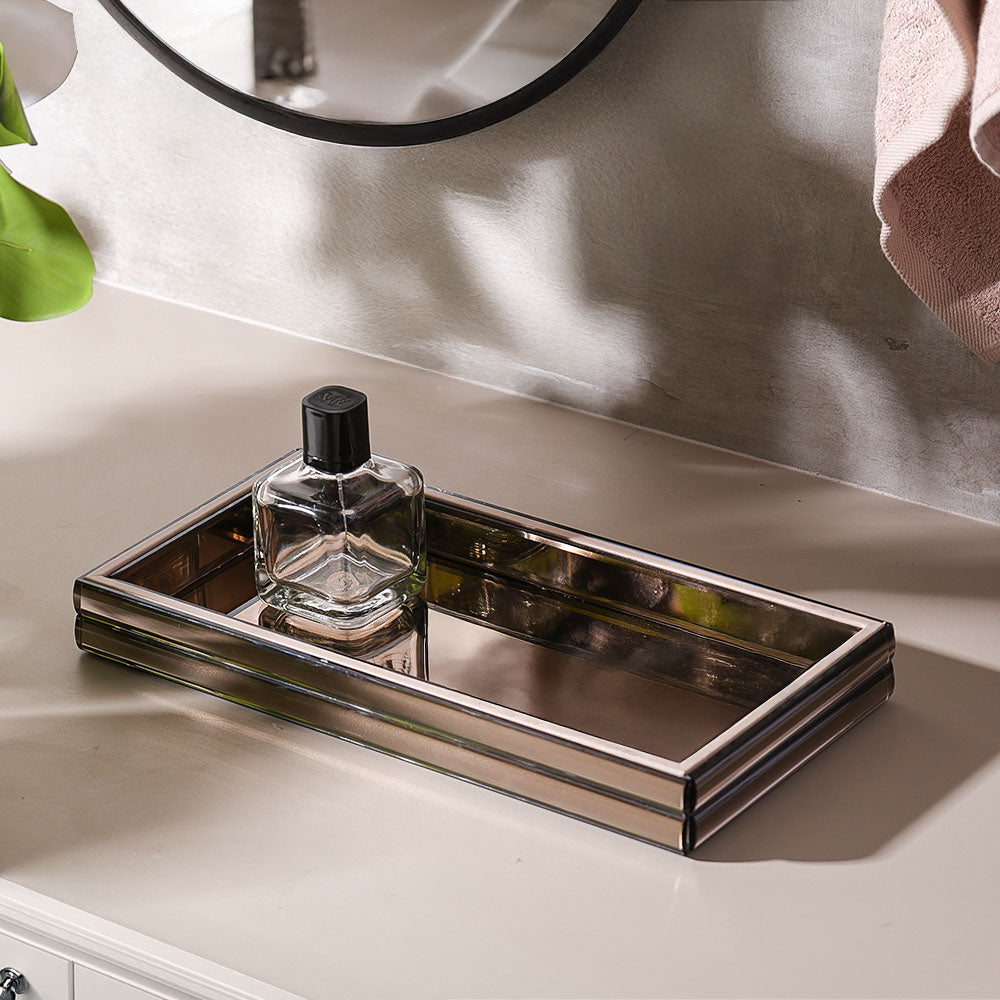 Rena Glass Vanity Tray  - Metallic Bronze