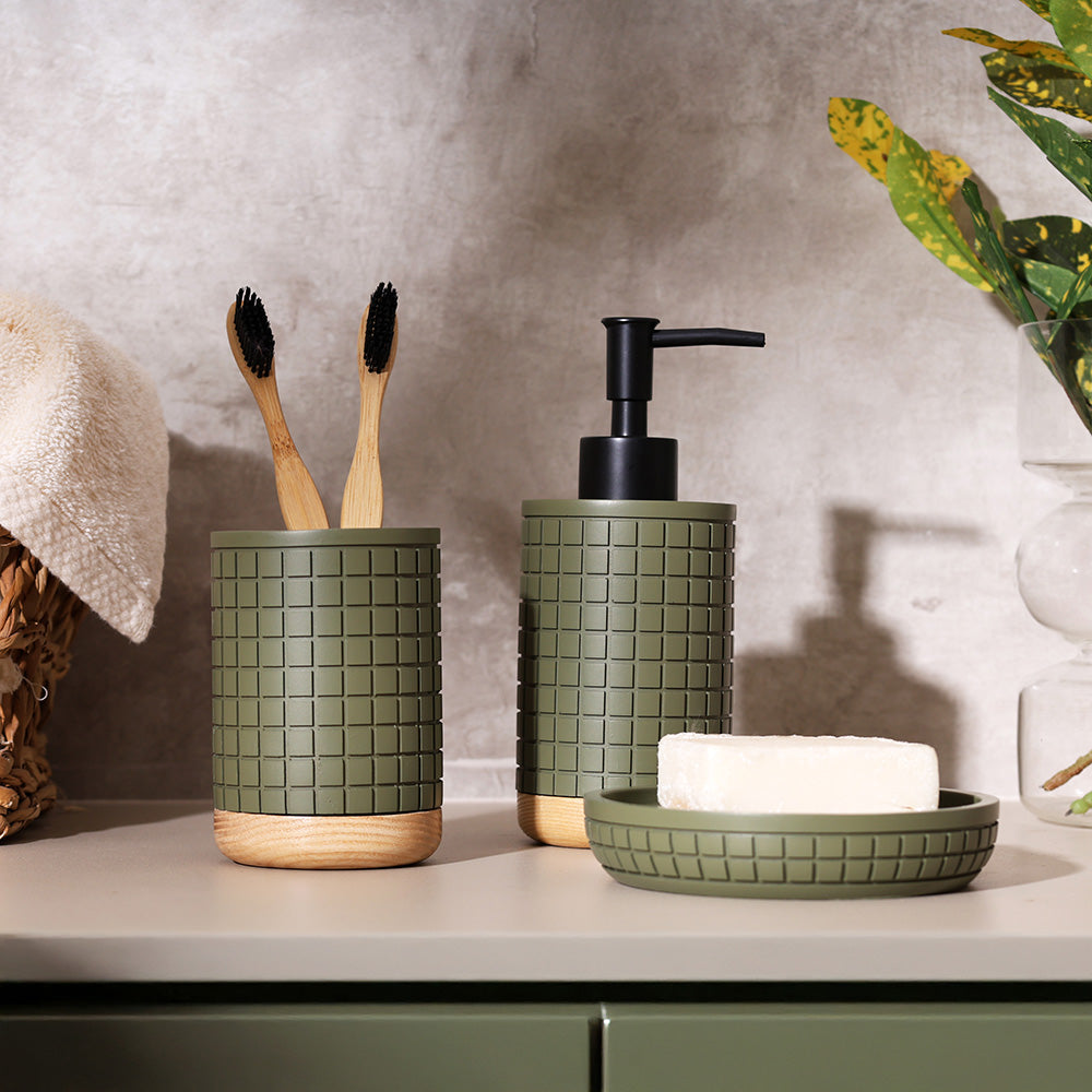 Aiko 3-piece Bathroom Set - Olive Green