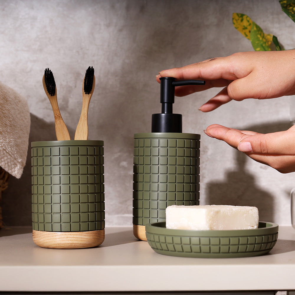 Aiko 3-piece Bathroom Set - Olive Green