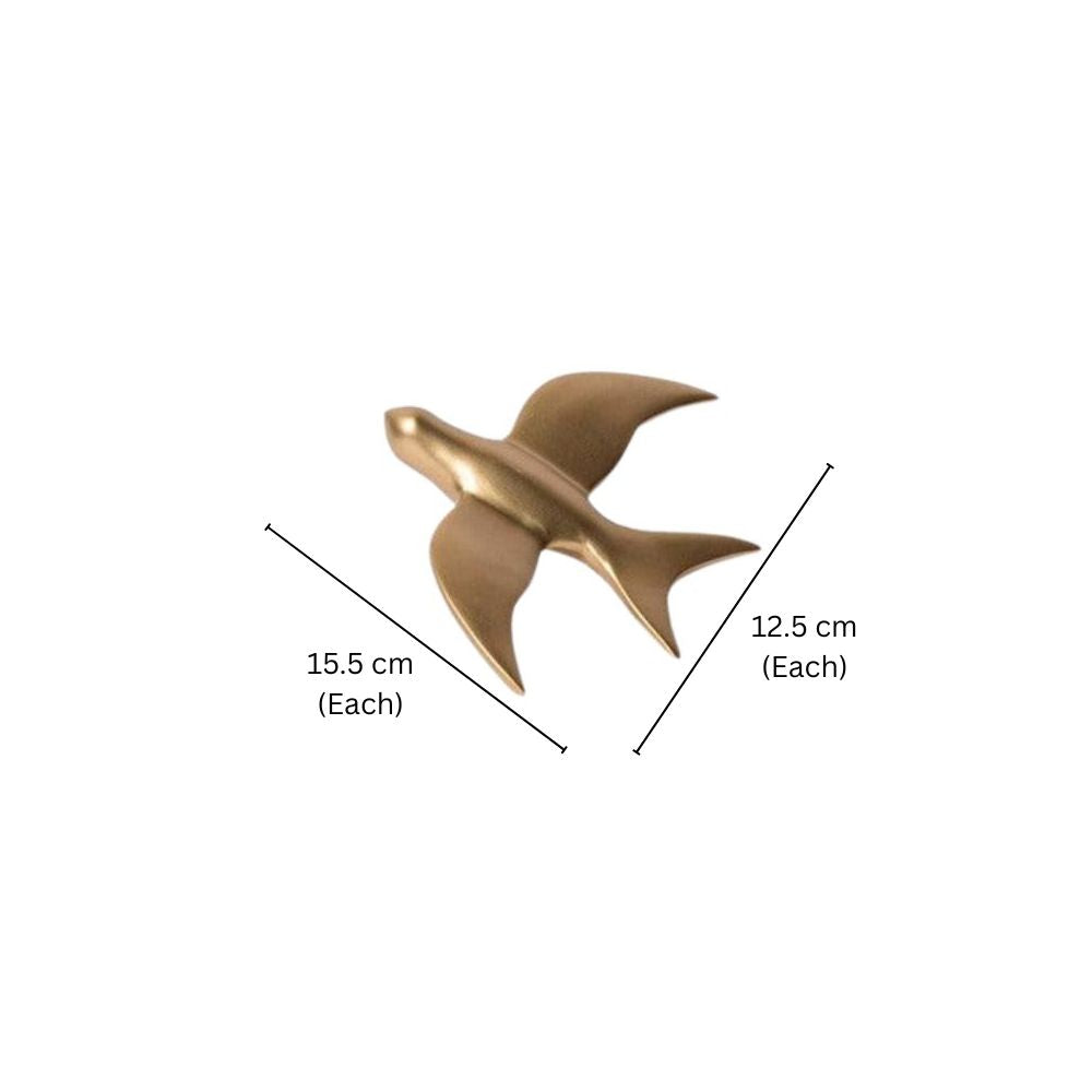 Resin Bird Wall Sculptures, Set of 2 - Matte Gold