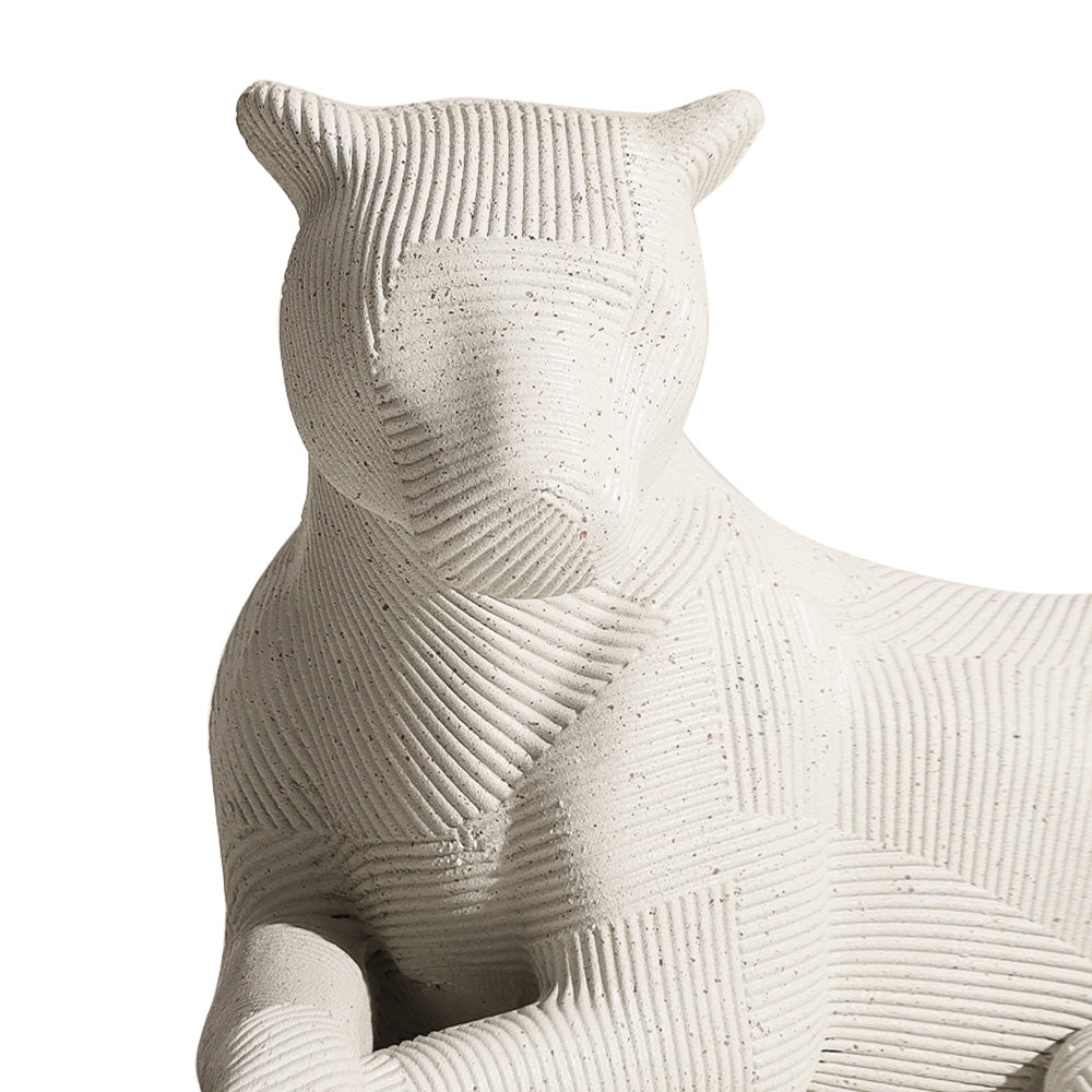 Ribbed Resting Cheetah Sculpture Large - Speckled Grey