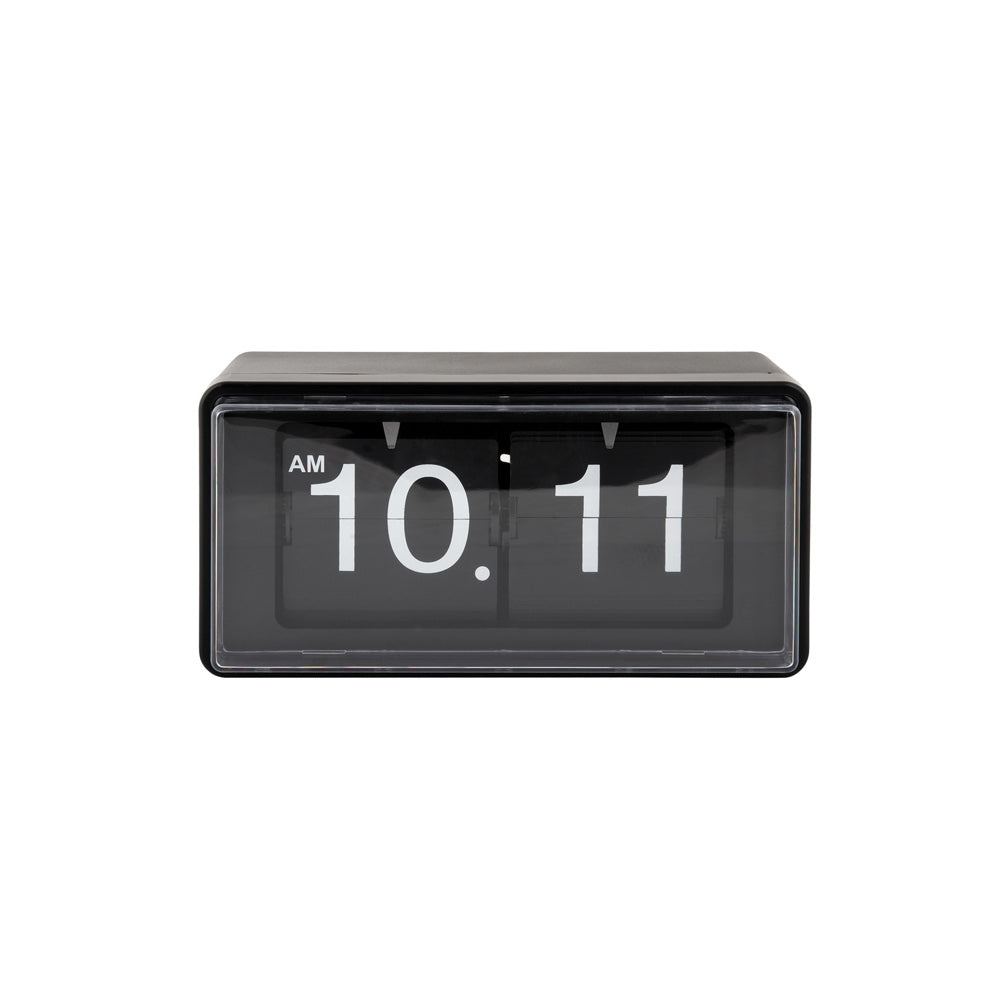 Retro Boxed Flip Table Clock - Black