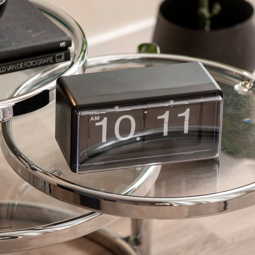Retro Boxed Flip Table Clock - Black
