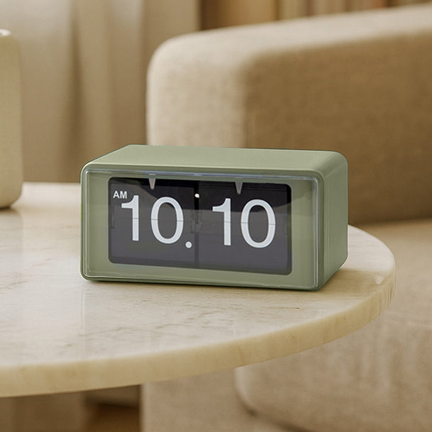Retro Boxed Flip Table Clock - Jungle Green
