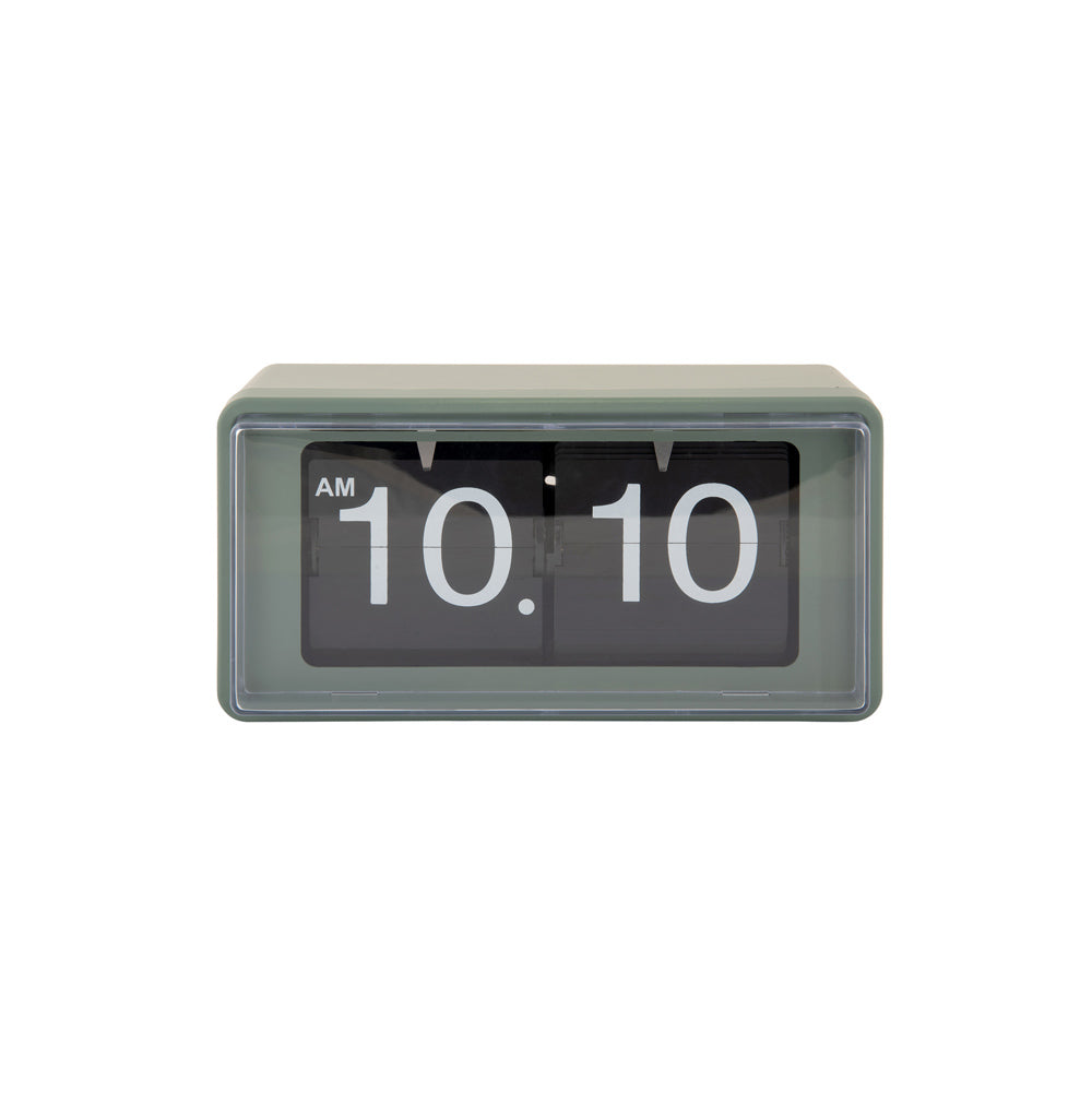 Retro Boxed Flip Table Clock - Jungle Green