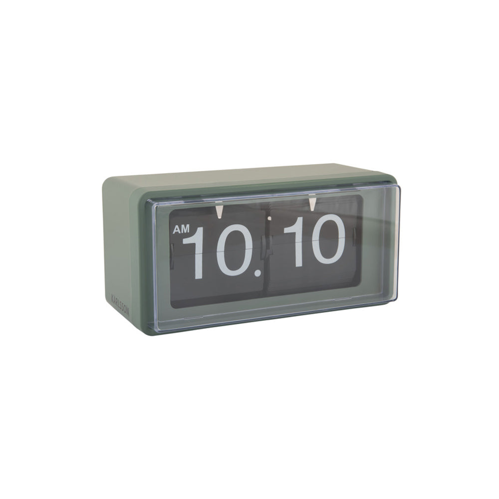 Retro Boxed Flip Table Clock - Jungle Green