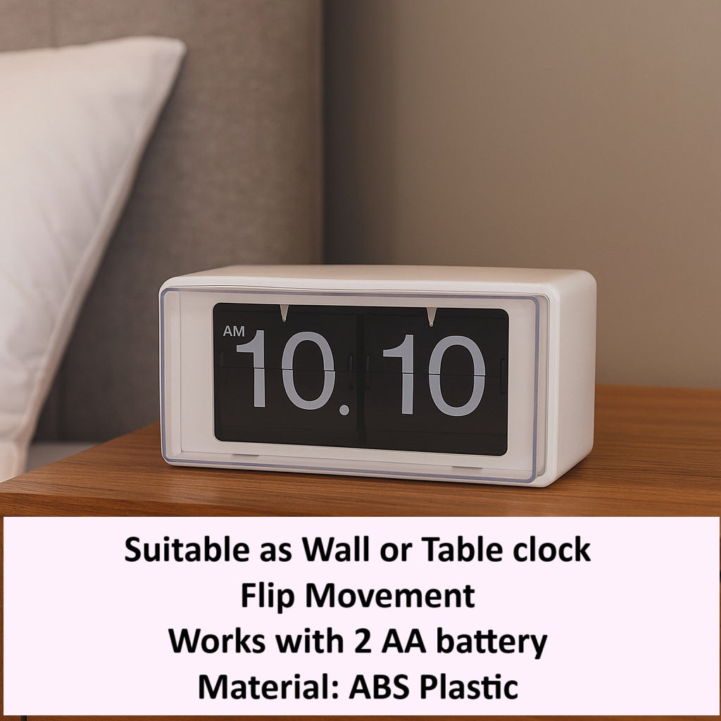 Retro Boxed Flip Table Clock - White