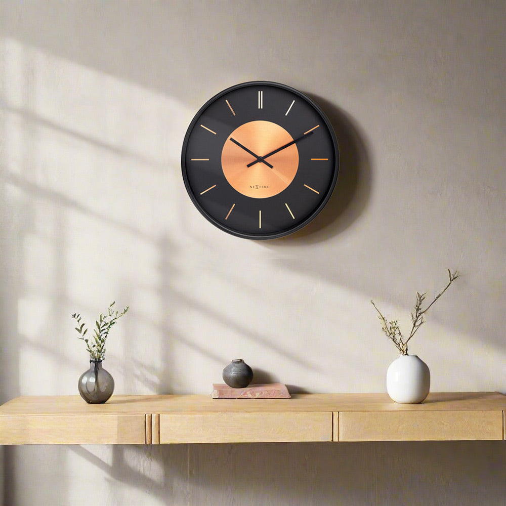 Retro II Wall Clock 25cm - Black Copper