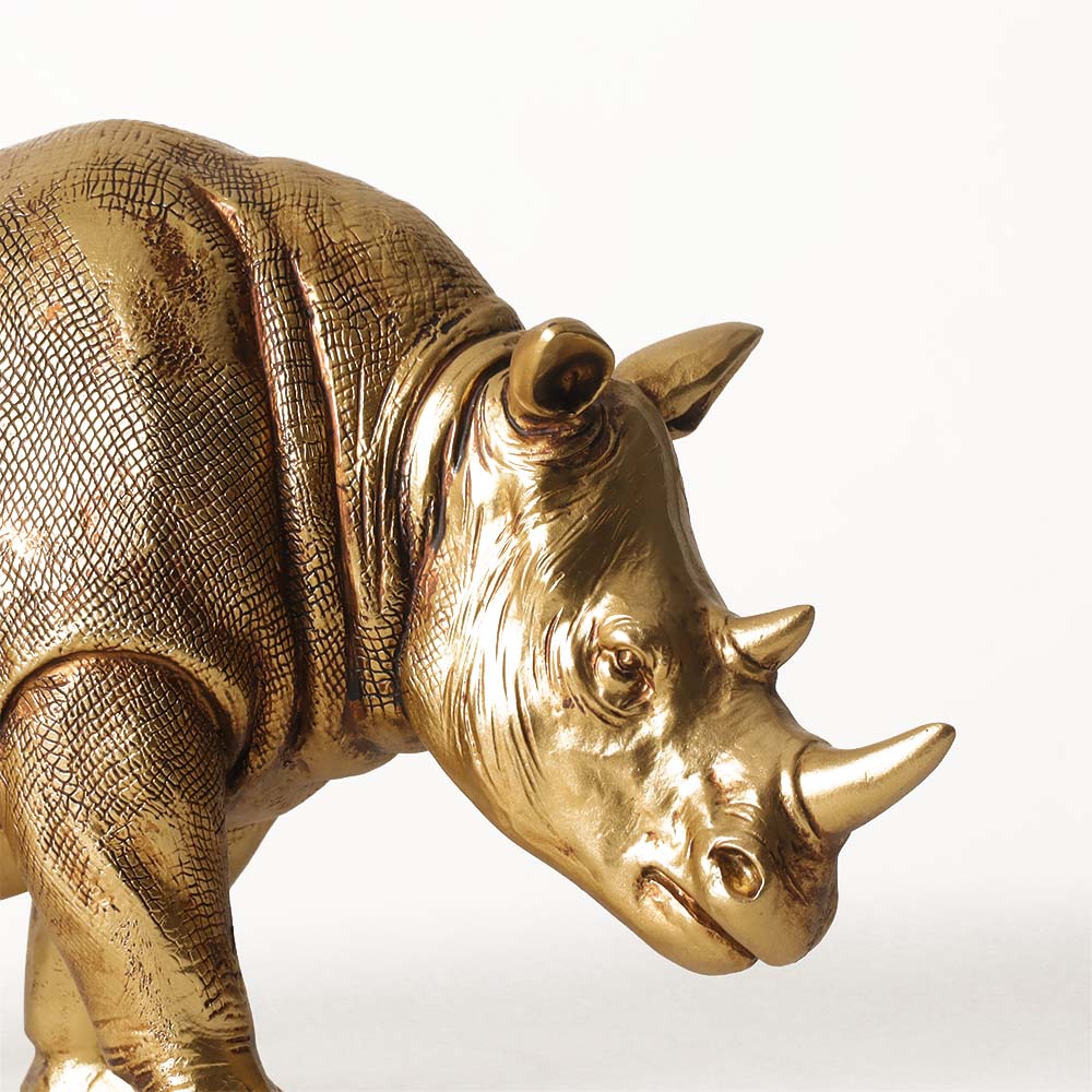 Rhinoceros Decorative Sculpture - Rough Gold