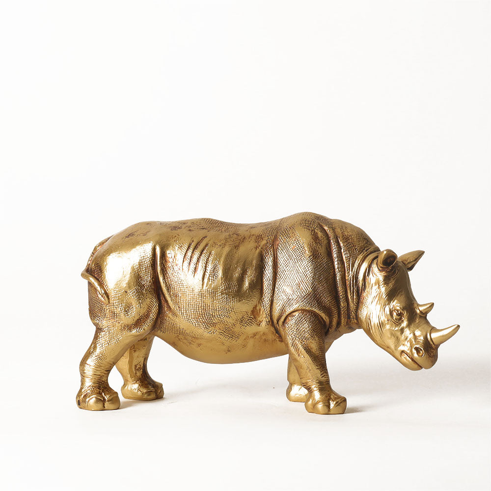 Rhinoceros Decorative Sculpture - Rough Gold