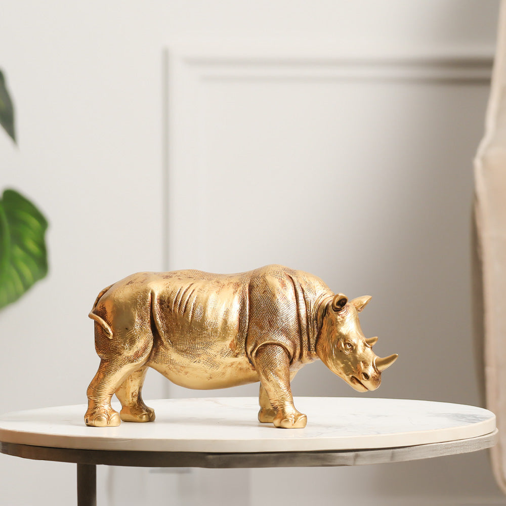 Rhinoceros Decorative Sculpture - Rough Gold