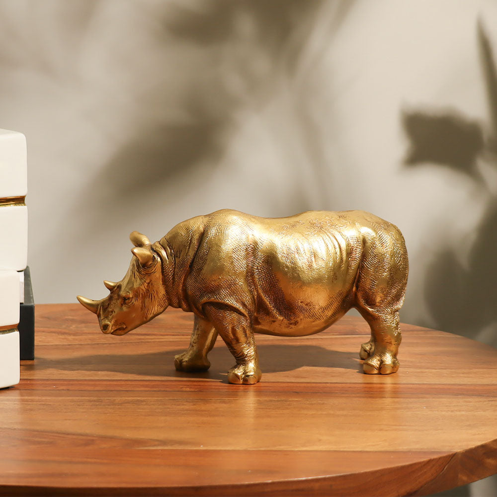 Rhinoceros Decorative Sculpture - Rough Gold