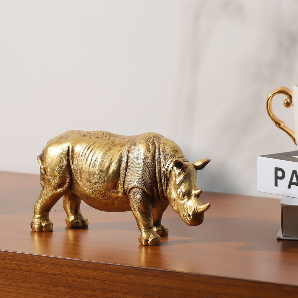 Rhinoceros Decorative Sculpture - Rough Gold