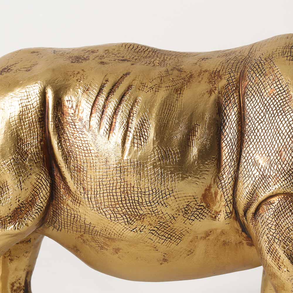 Rhinoceros Decorative Sculpture - Rough Gold