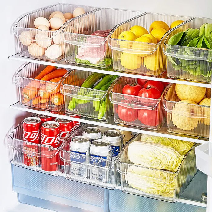 Ribbed Deep Fridge Storage Bin - Clear