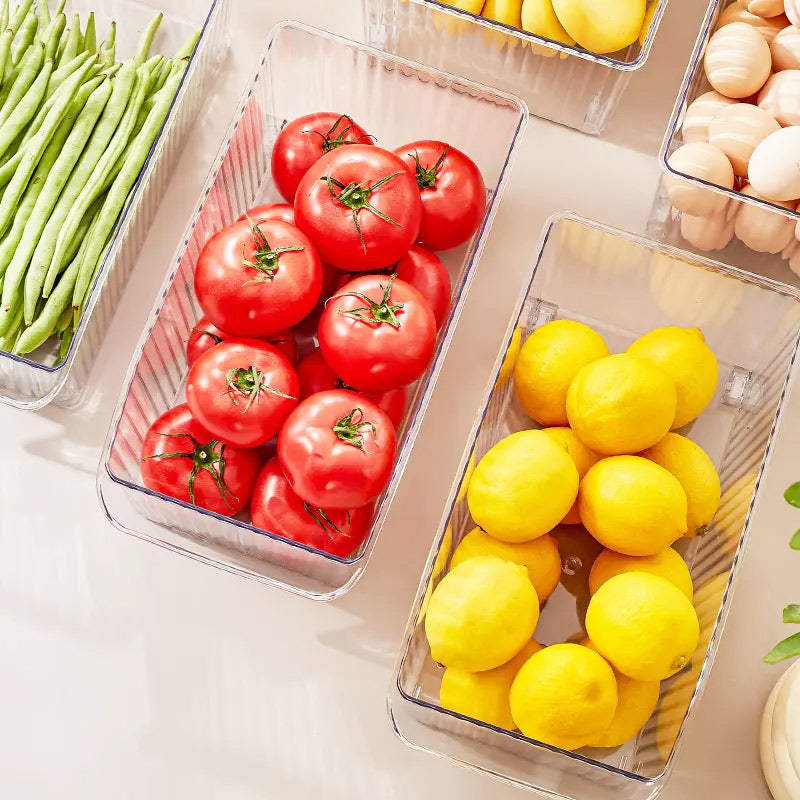 Ribbed Deep Fridge Storage Bin - Clear