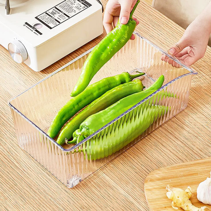 Ribbed Deep Fridge Storage Bin - Clear