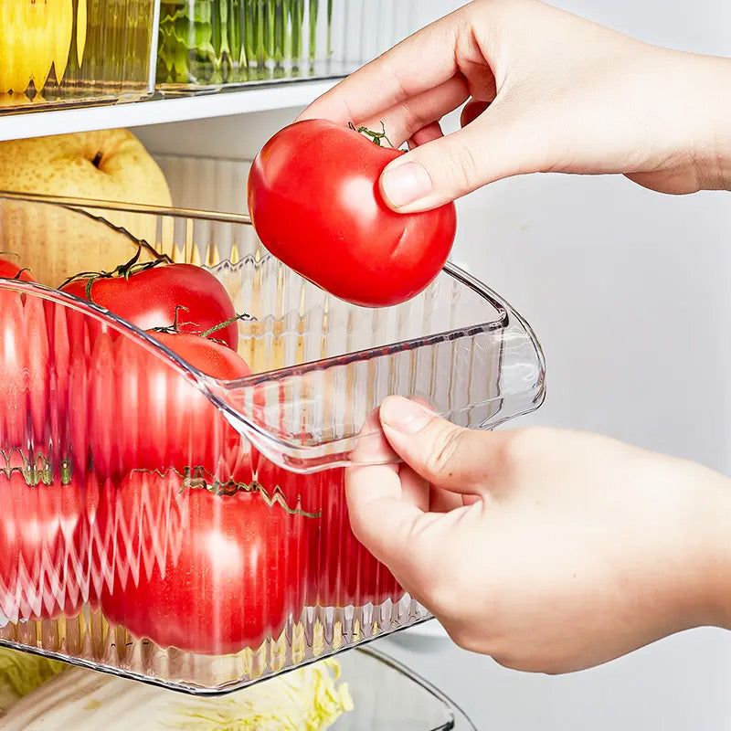 Ribbed Deep Fridge Storage Bin - Clear