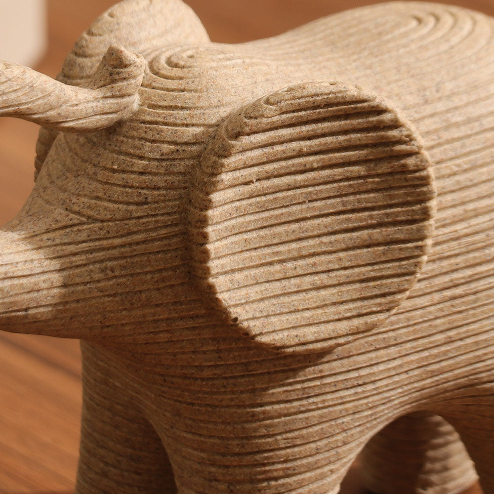 Ribbed Elephant Sculpture Medium - Taupe