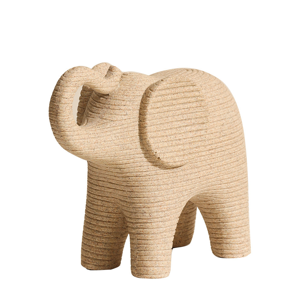 Ribbed Elephant Sculpture Medium - Taupe