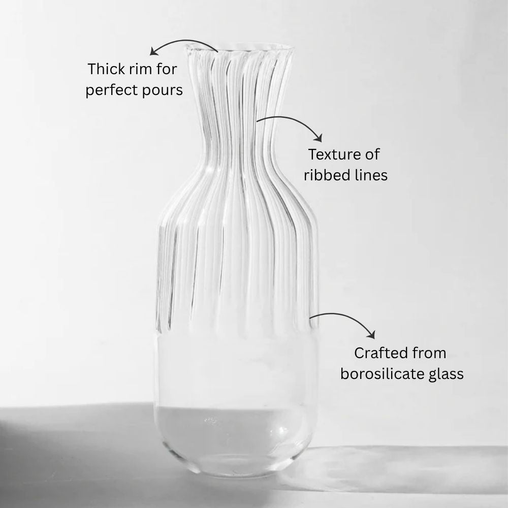 Ribbed Glass Carafe - Clear