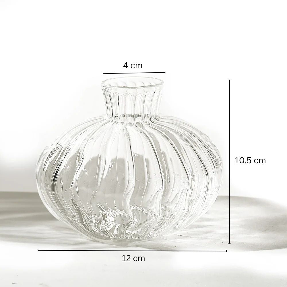 Ribbed Glass Vase Small - Clear