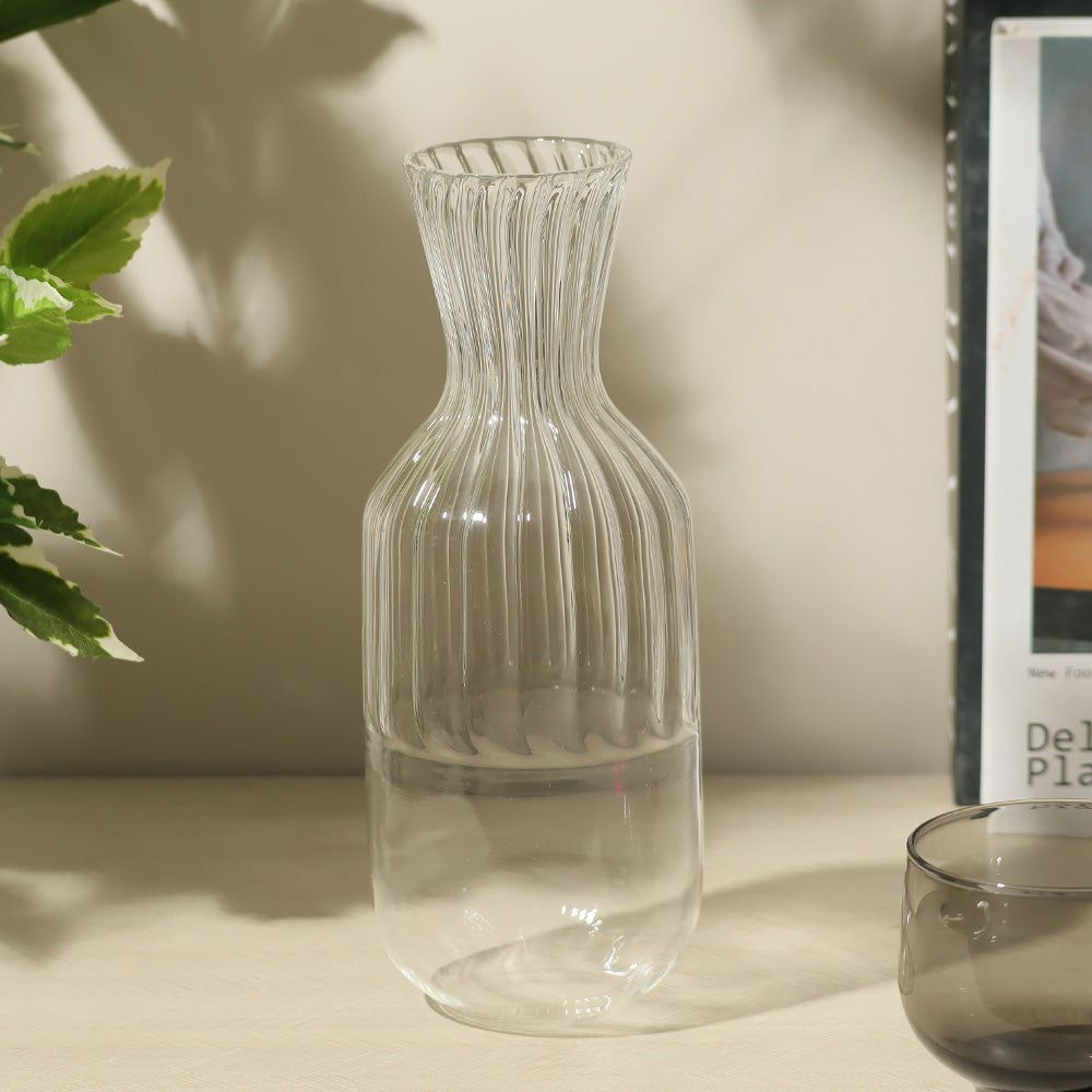 Ribbed Glass Carafe - Clear