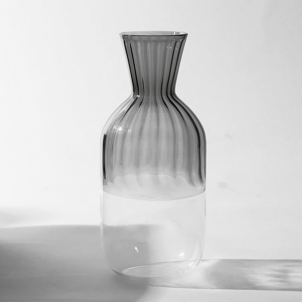 Ribbed Glass Carafe - Shaded Grey