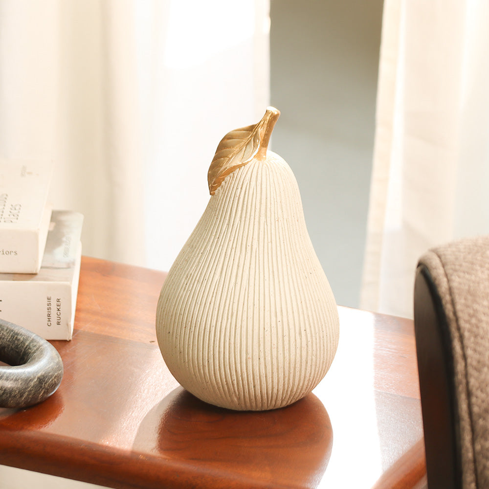Ribbed Pear Sculpture - Grey & Rose Gold
