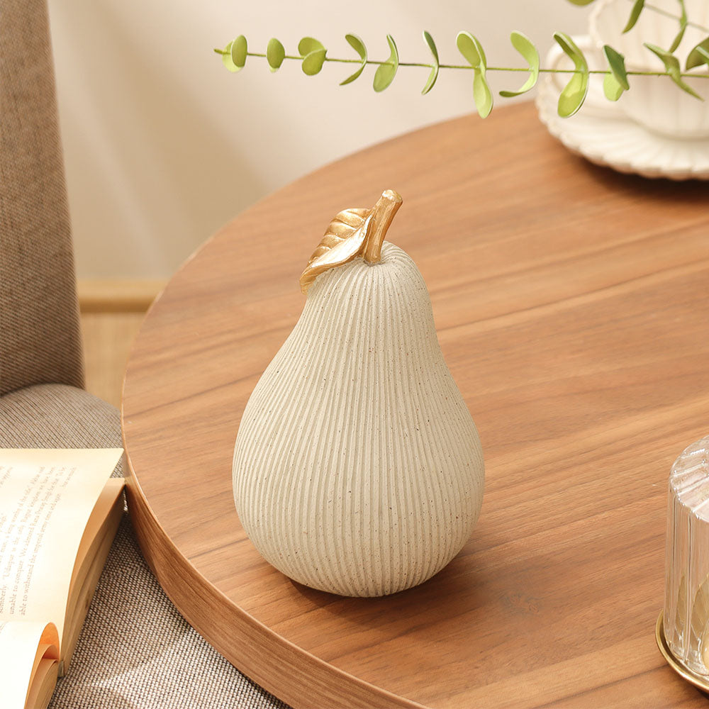 Ribbed Pear Sculpture - Grey & Rose Gold